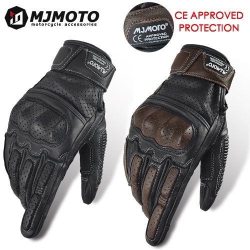 Afbeelding van Goedgekeurde Zomer Retro Geperforeerde Lederen Motorhandschoenen voor Mannen en Vrouwen - Volledige Vinger Motocross en Dirt Bike Handschoenen