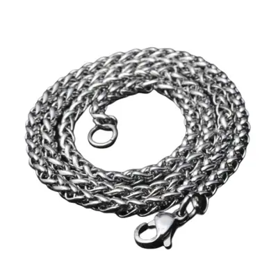 Image de Collier Chaîne Torsadée Acier Inoxydable Argent - Hip Hop Punk