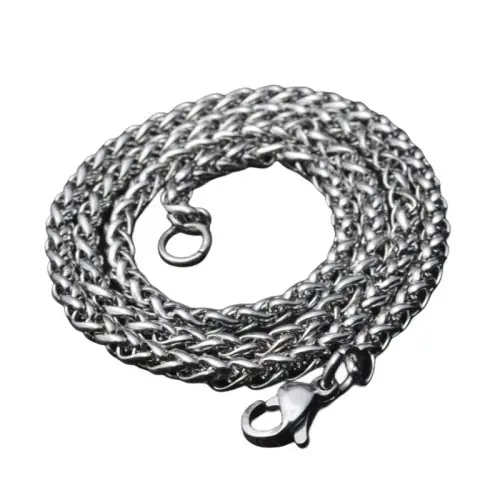 Image de Collier Chaîne Torsadée Acier Inoxydable Argent - Hip Hop Punk