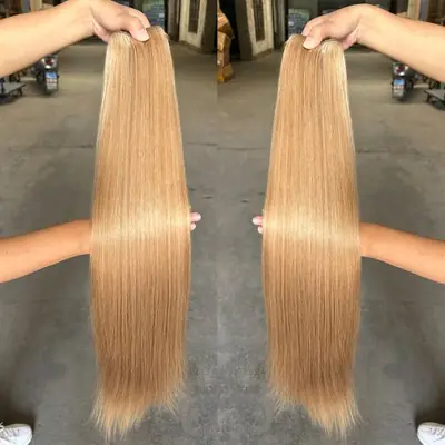 Image de Mèches Synthétiques Marron Café Ombré Blond Orange