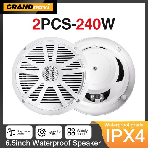 6,5 Zoll 120 W Marine-Lautsprecher, wasserdicht, wetterbeständig, Stereo-Bootslautsprecher für Yachten, Golfwagen, Wohnmobil, ATV, UTV, Schiff, Sauna