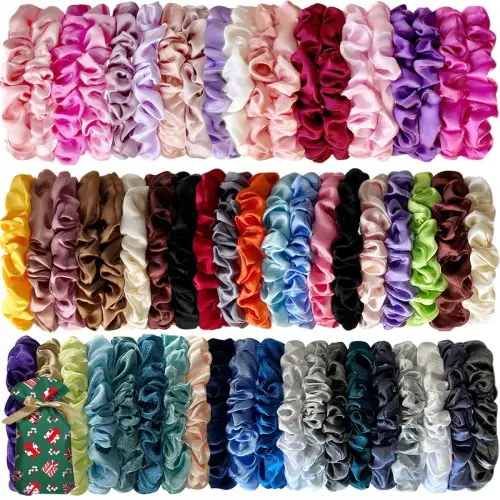 Image de Chouchous Élastiques en Soie - Lot de 60 Pièces