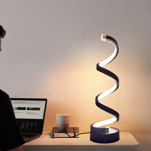 Image de Lampe de Chevet LED Tactile - Design Spirale, USB, 3 Intensités