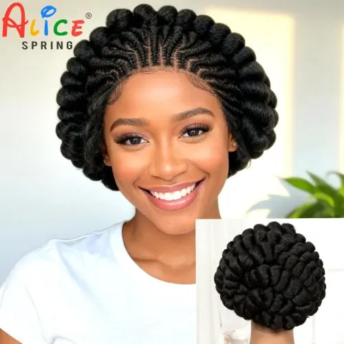 Image de Perruque Tressée Cornrow Pleine Dentelle - Style Naturel & Sans Noeud