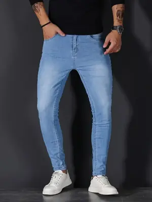 Image de Jean Slim Vintage Délavé Homme - Style Urbain & Grande Taille