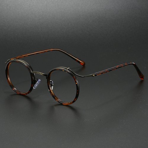 Immagine di Montatura per Occhiali da Vista con Design Retro Rotondo in Acciaio Inossidabile Ultraleggero, Anti-Luce Blu, per Uomo e Donna – Stile di Lusso Moderno