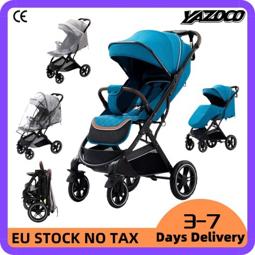 Afbeelding van Lichte, Hooggeplaatste, Opvouwbare Kinderwagen met Vierwielaandrijving en Schokdemping – Ideaal voor Pasgeboren Baby’s en Actieve Ouders