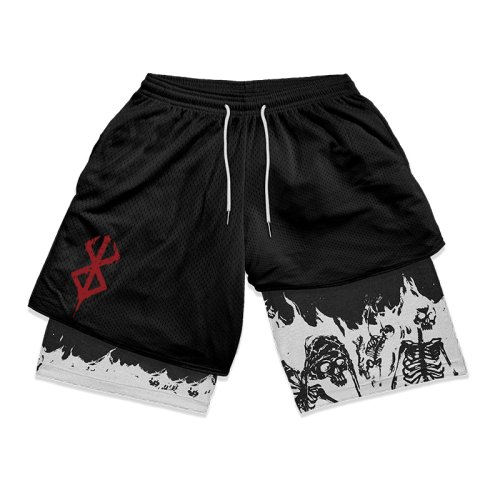 Imagen de Pantalones Cortos Deportivos para Hombre con Estampado 2 en 1, Shorts Atléticos con Bolsillos, Ropa de Verano Transpirable y Secado Rápido