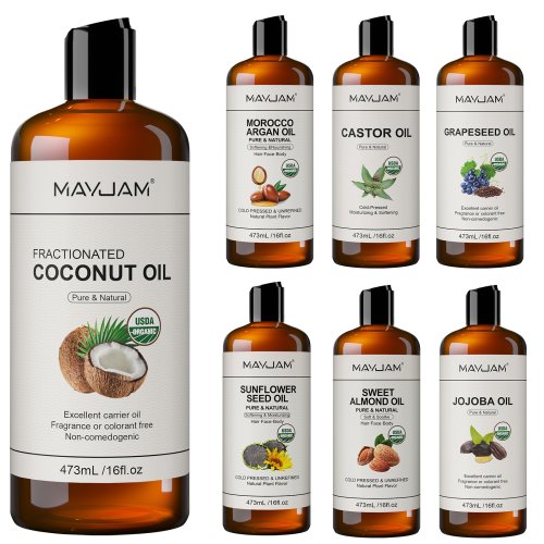 Afbeelding van 100% Natuurlijke Multifunctionele Huidverzorgingsolie met USDA Biologische Kokosolie, Koudgeperste Zoete Amandelolie, Marokkaanse Arganolie en Zonnebloemzaadolie voor Gezicht, Lichaam, Haar en Massage