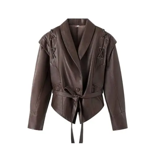 Image de Veste Faux Cuir Femme Tendance Automne-Hiver