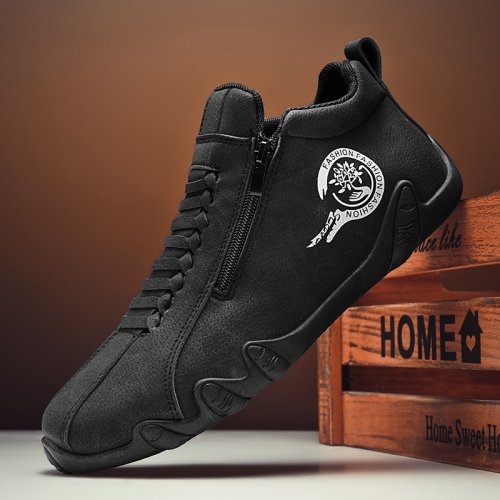 Afbeelding van Stijlvolle Heren Enkellaarsjes met Zachte Zool – Comfortabele Hoge Sneakers voor Outdoor & Casual Gebruik