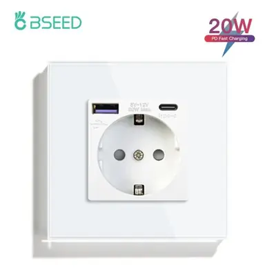 Image de Prise Murale USB-C 20W avec Charge Rapide et Double Prise UE