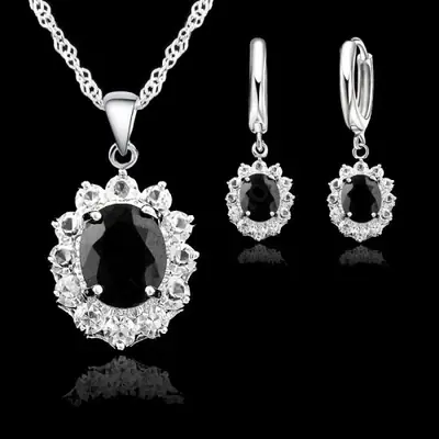Image de Ensemble Bijoux Princesse - Collier & Boucles d'Ornees en Argent 925