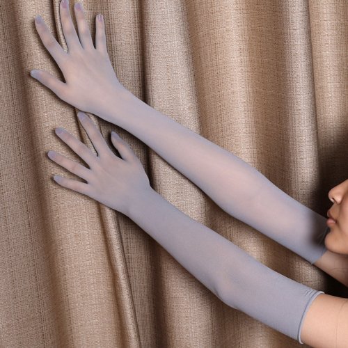 Imagen de Guantes largos sexis de encaje fino transparente de alta elasticidad para discoteca Cosplay hombre s...