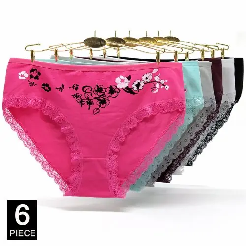 Image de Slips Coton Imprimé Sexy Grande Taille - 6 Pièces