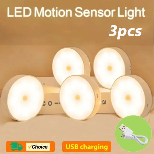 Image de Veilleuse LED USB avec Détecteur de Mouvement - 3 Pièces