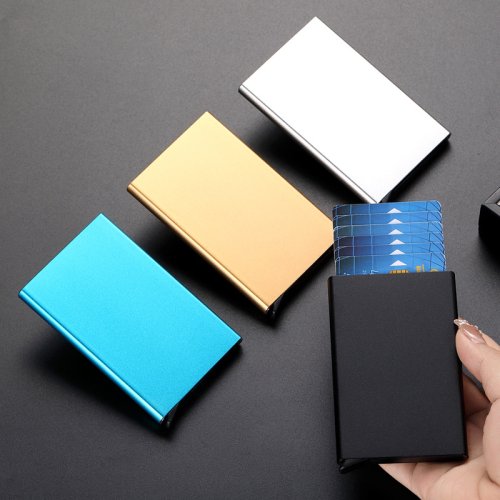 Image of Slim RFID-Protected Aluminum Wallet with Pop-Up Card Holder – Minimalist Metal Credit Card Case for Men