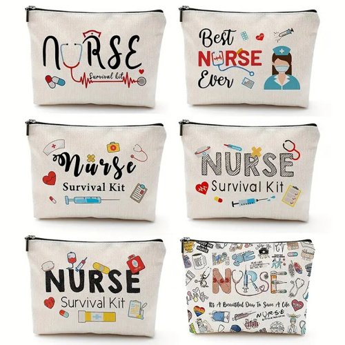 Immagine di Borsa per Trucco da Infermiera con Cerniera – Regalo Ideale per Infermieri, Sala di Emergenza e UCI, Borsa Cosmetici Personalizzata per Laurea o Apprezzamento