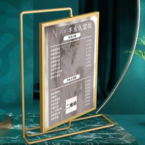 Immagine di Porta Cartelli Rotante in Metallo 152x203 mm - Espositore per Menu, Foto e Decorazioni da Tavolo per Matrimoni, San Valentino e Ufficio