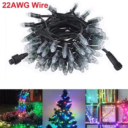 Imagen de Guirnalda de Luces LED Inteligente con Módulos WS2811, 50 Unidades de 12mm, Alimentación DC 12V, Impermeable IP68, Ideal para Decoración Navideña y Eventos