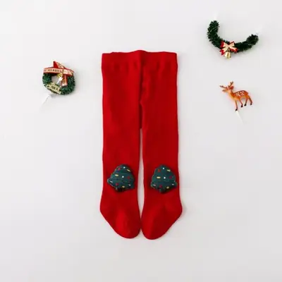 Image de Collants de Noël pour Bébé Fille - Père Noël & Élan