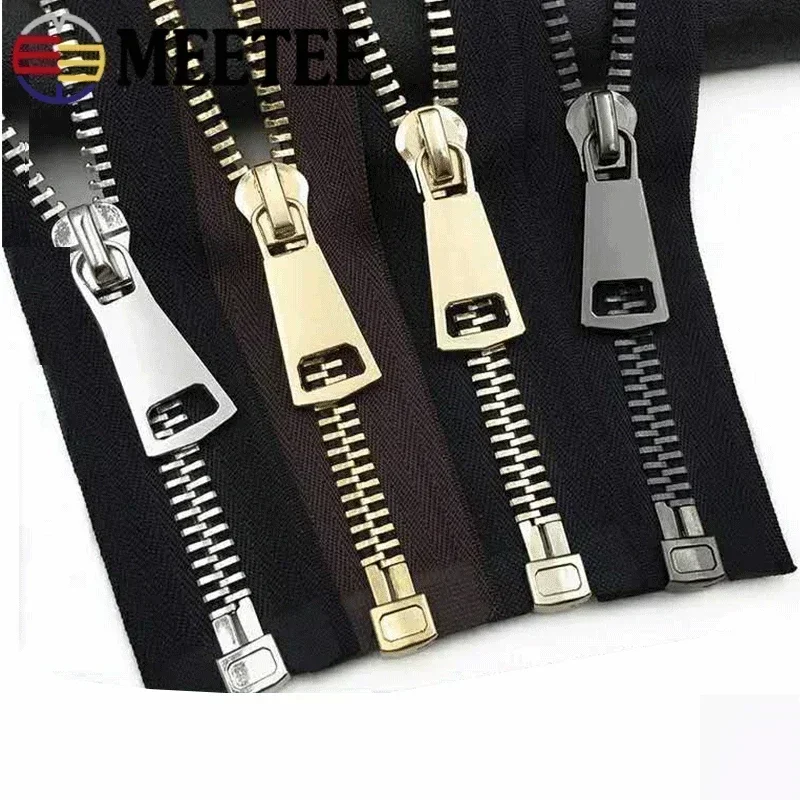 Image of Premium 2-Pack Metal Zipper Set with Auto-Lock Mechanism – 15cm, 60cm, 70cm, 80cm Sizes for Down Coats, Garments, Shoes, and Sewing Projects