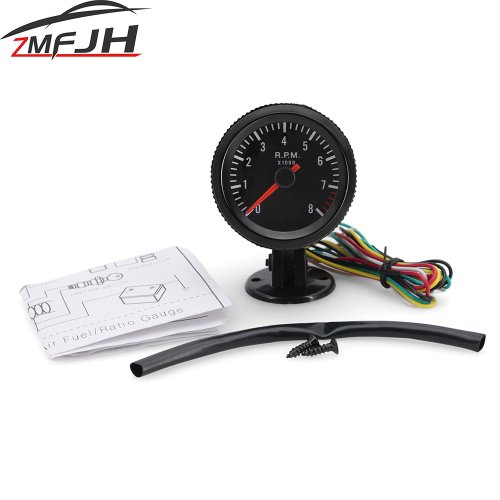 Image of 52mm Universal Car Tachometer with LED Backlight – 0-8000 RPM Digital Gauge for 1-8 Cylinder 12V Vehicles