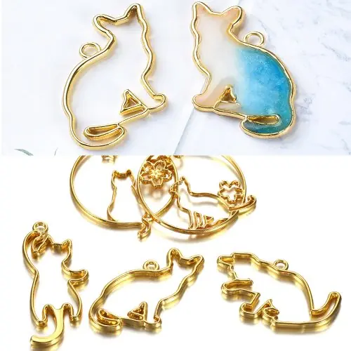 Image de Moules Silicone Chat & Géométrique pour Bijoux en Résine