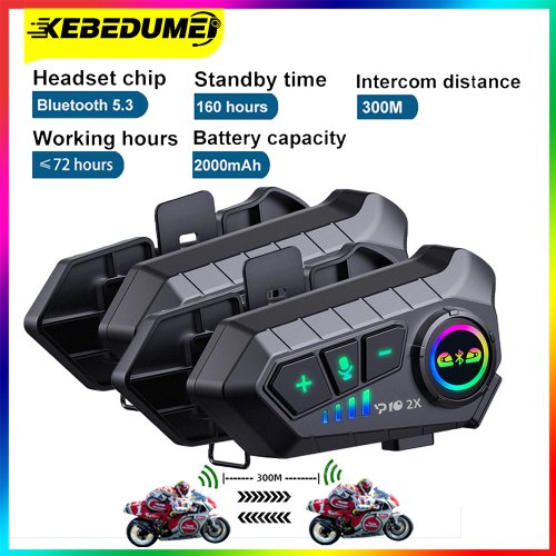 Afbeelding van Kebidumei YP10 Bluetooth Motorhelm Intercom met 300 Meter Bereik en 2000mAh Accu – Draadloze Communicatie voor Motorrijders