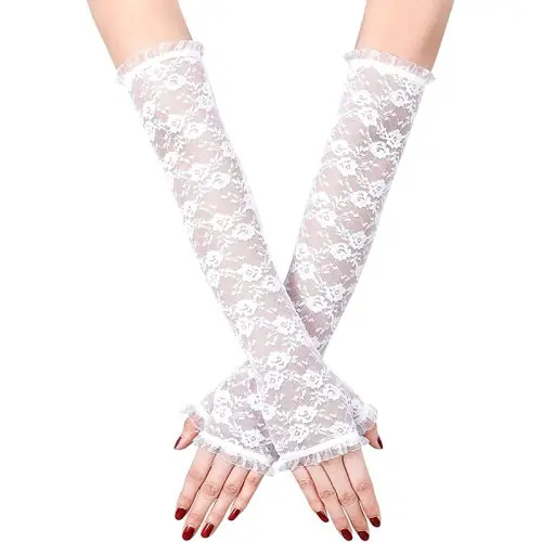 Image de Gants Longs Dentelle Noirs Sans Doigts