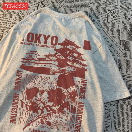 Image of Soft Breathable Oversized Women's T-Shirt with Japanese Tokyo Sakura Print – Stylish Streetwear for Summer Fashion