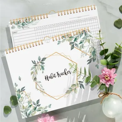 Calendrier de suivi d'habitudes, planificateur de liste de choses à faire, relié à spirale, traqueur...