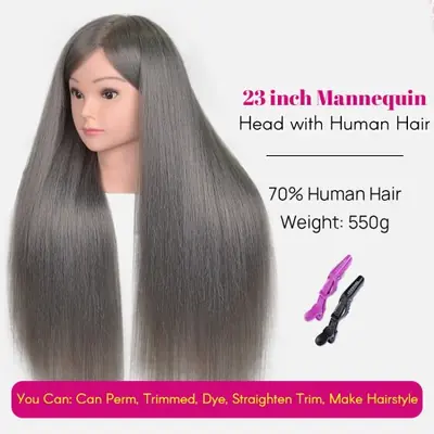 Image de Tête de Mannequin Coiffure avec Cheveux Réels - Formation Pro