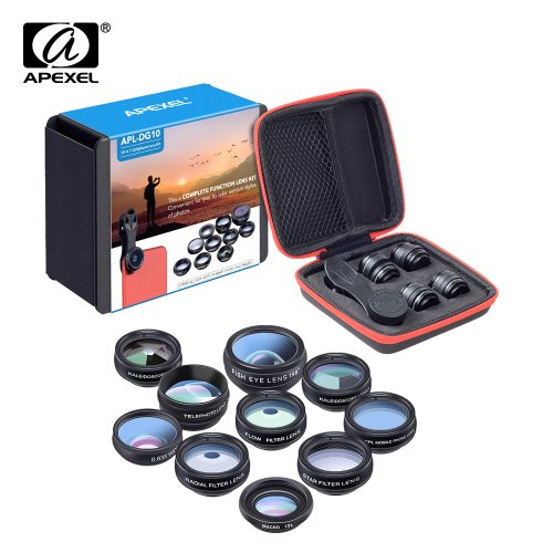 Universelles Smartphone-Objektiv-Set 10-in-1: Fisheye, Weitwinkel, Makro, CPL-Filter, Kaleidoskop & 2x Teleobjektiv für bessere Fotos mit jedem Handy