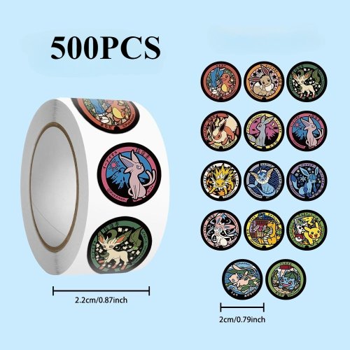 Immagine di 500/1000PCS Pokemon Pikachu Rotolo Adesivi Cartoon Scrapbook Telefono Regalo Living Caffè Impermeabile Telefono Cancelleria Bagagli Decalcomanie