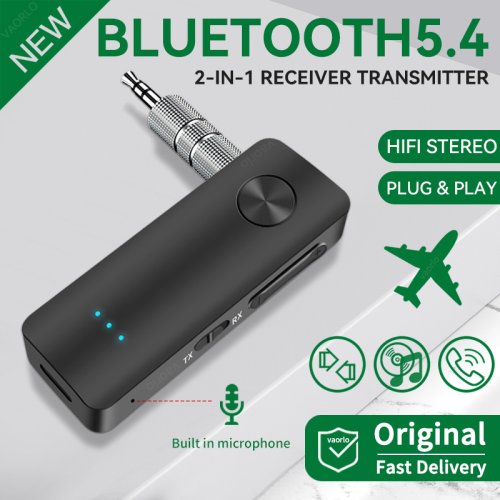 Zdjęcie Bezprzewodowy adapter audio 2 w 1 Bluetooth 5.4 Odbiornik Nadajnik 3,5 mm AUX Bezstratny dźwięk MIC Do głośnika samo