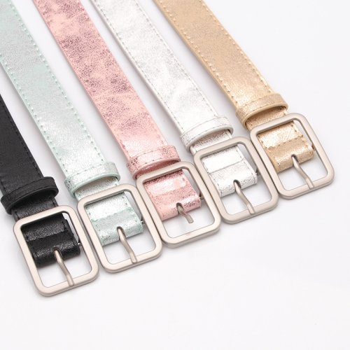 Image of Stylish Shiny PU Leather Belt with Alloy Buckle for Women – Versatile Fashion Accessory for Jeans and Casual Outfits