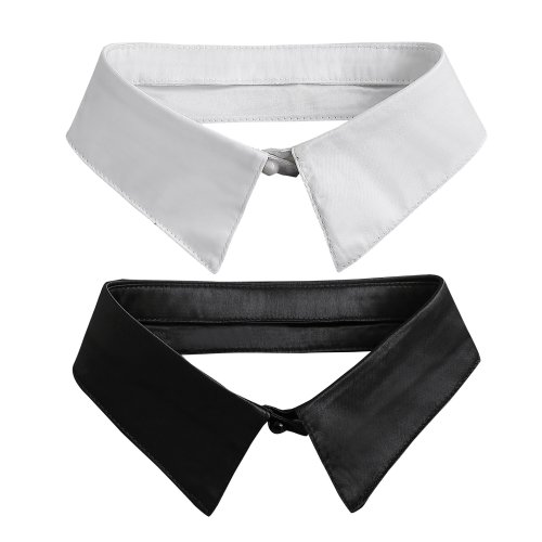 Image of Classic Black and White Detachable Lapel Collar for Women – Fashionable Fake Shirt Collar Accessory