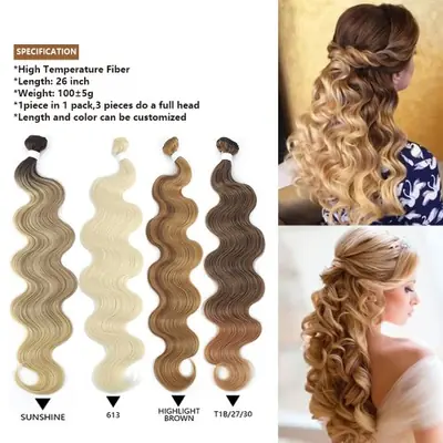 Image de Extensions Cheveux Synthétiques Blond Piano 613 - 26 Pouces Body Wave
