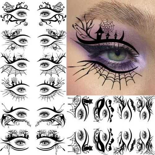 Image de Tatouages Temporaires 3D Yeux Araignée Halloween