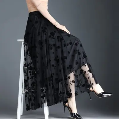 Jupe Midi en Tulle Florale - Élégante & Décontractée