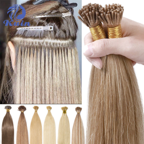 Image of Premium Natural I-Tip Human Hair Extensions with Keratin Fusion - Custom Ombre Color, Real Human Hair for Seamless Blending and Long-Lasting Wear