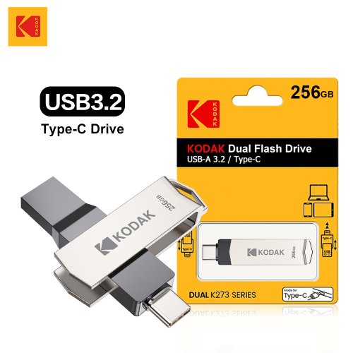 Bild von Kodak USB 3,2 Typ C Flash-Laufwerk 256GB 128GB 32GB Pen drive Hochgeschwindigkeits-Dual-Memory-Stick für Smartphone-Laptop