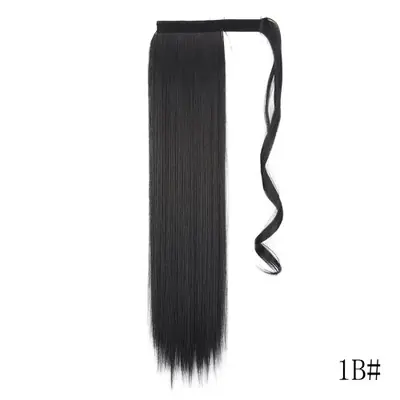 Image de Extensions de Cheveux Synthétiques Noires - Queue de Cheval Lisse 22 Pouces