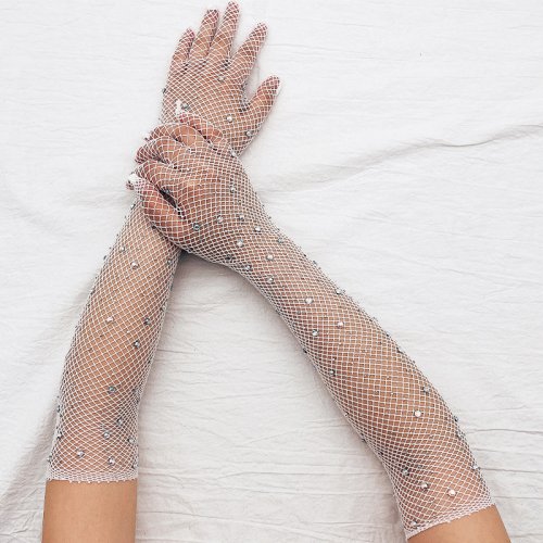 Imagen de Red de pesca con rejilla de perforación para mujer, Sexy, fina, hueca, para Cosplay, baile de Hallow...