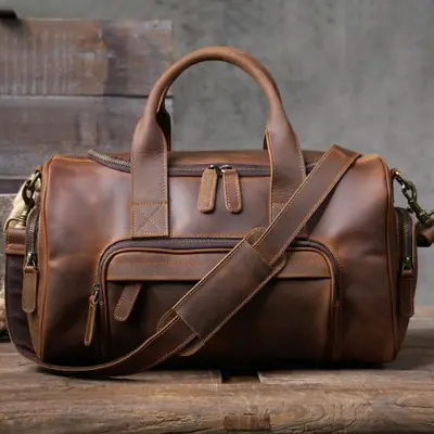 Image de Sac de Voyage Vintage en Cuir Véritable pour Hommes