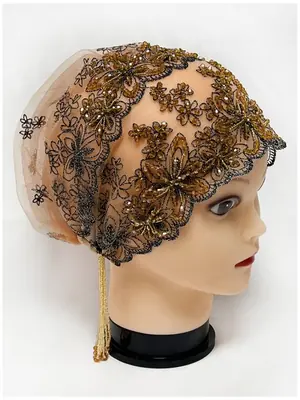 Image de Chapeau de Prière Élégant avec Broderie dorée et Perles
