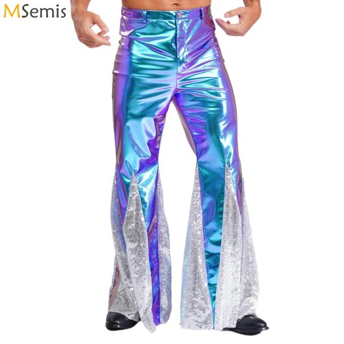 Image de Pantalon Disco Évasé Métallique - Style Années 70