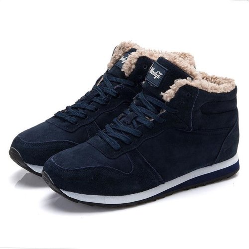 Image of Men's Waterproof Winter Boots – Lightweight High-Top Leather Snow Boots with Plush Lining, Non-Slip Sole, and Warm Insulation for Cold Weather