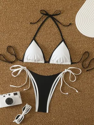 Image de Bikini Contraste Coloré Mini String - Élégance & Séduction